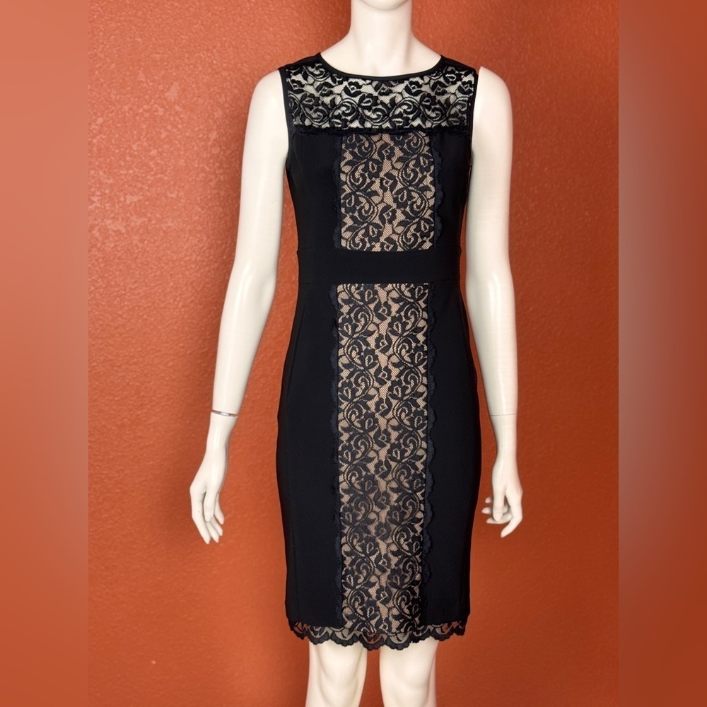 Joseph Ribkoff Black Lace Midi Dress size 4. E7